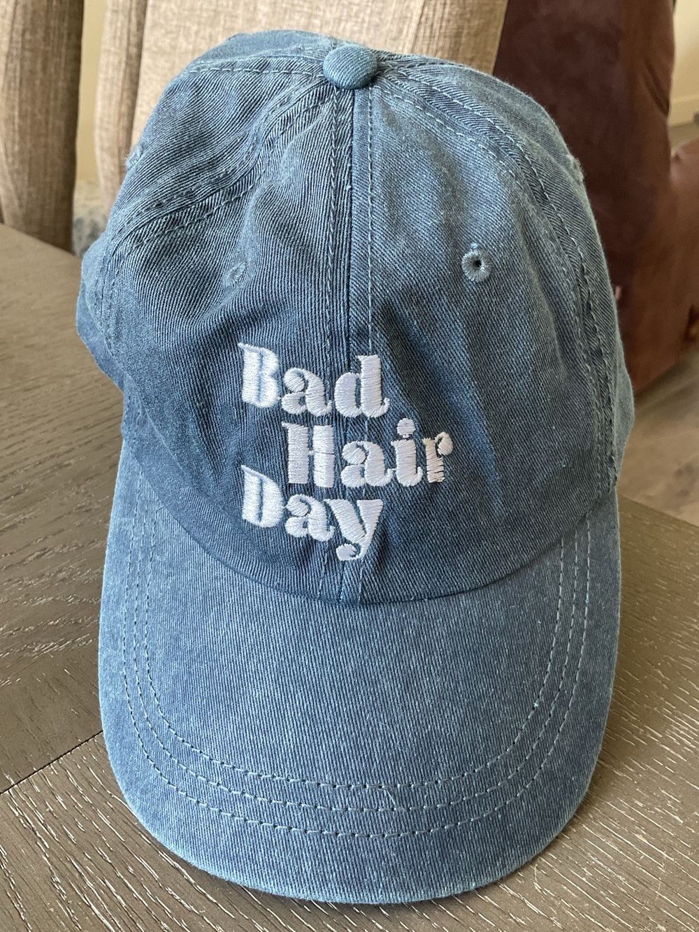 **SPORTSMAN Bad Hair Day **Embroidered Denim Baseball Cap - Blue